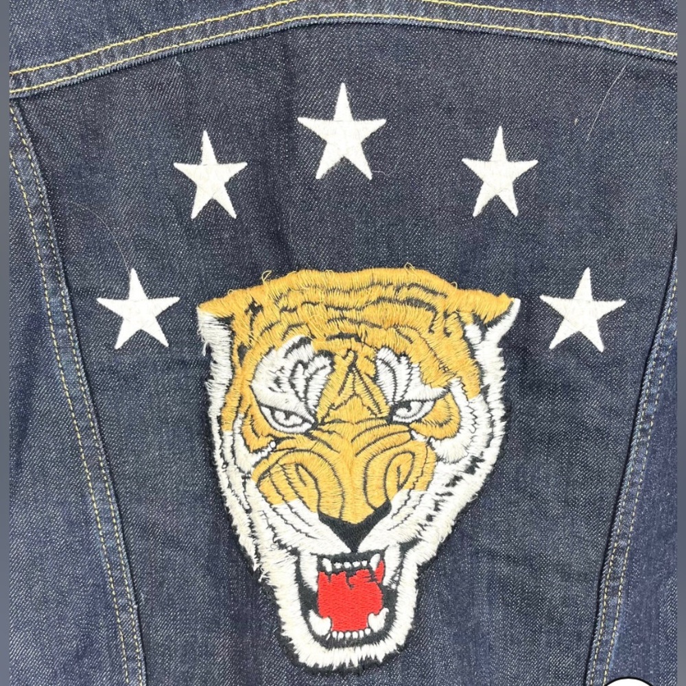 Sandro Tiger Embroidered Denim Jacket Back Tiger Animal Print Jean Jacket size S - Picture 4 of 11
